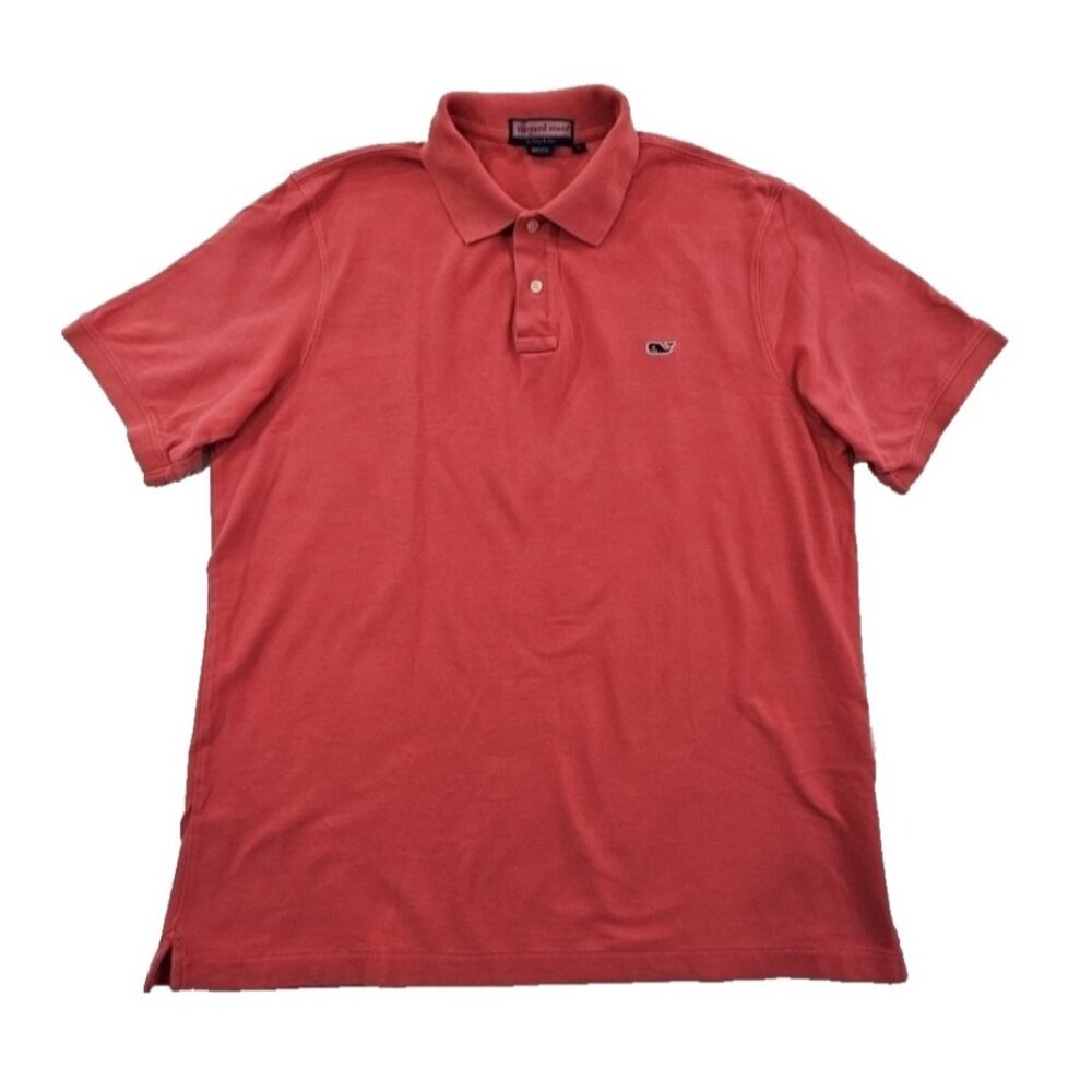 Vineyard Vines Polo Shirt Men’s‎ L Coral Slim Fit Whale Stretch Classic Cotton